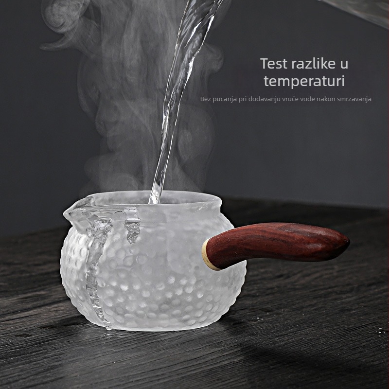 Visoko otporno borosilikatno staklo, japanskog stila šalice s uzorkom orašastog čekića, drška od drveta, čajni filter, kućni Kung Fu čajni set