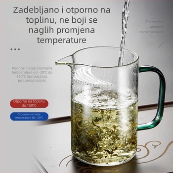 Šalica za čaj s integriranim filtrom, u obliku polumjeseca, za zeleni čaj, borosilikatno staklo