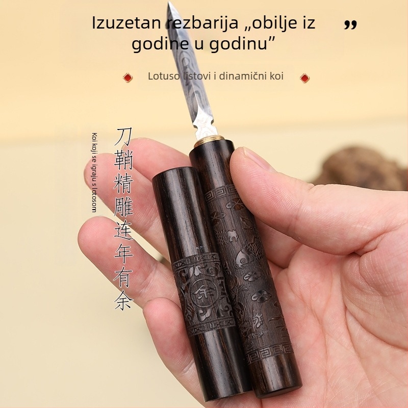 Čajni nož od ljubičastog sandalovog drveta i čajna igla za ceremoniju, nož od damask čelika s uzorkom za Pu'er čaj, alat za otvaranje čajnih kolača, čajni pribor