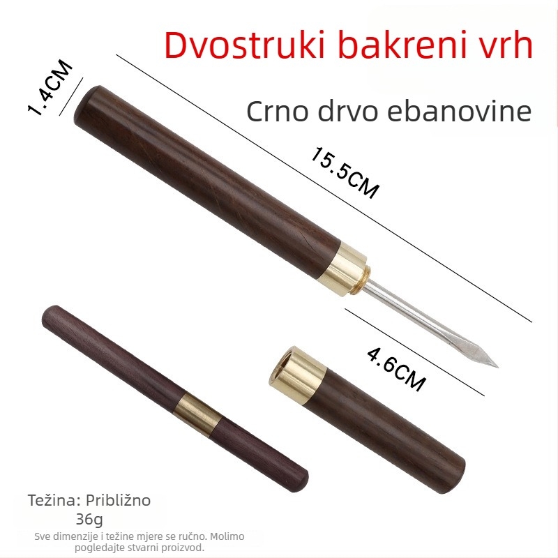 Pu'er čajni nož i igla – od čvrstog drveta, ručno izrađeni bakreni čajni alat inspiriran Čajevim konjskim putem