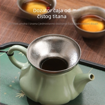 Kružni čajni filtr od čistog titana, filtr za čajne listove i čajnik od ljubičaste glinene – dodaci za čajnu ceremoniju