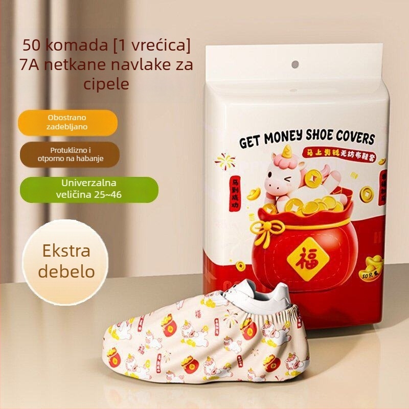 Jednokratne navlake za obuću od netkanog materijala, deblje i otporne na habanje, za kućnu i unutarnju upotrebu; zaštita od prašine i protuklizni zaštitni navlaci za djecu i odrasle.