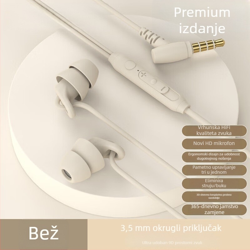 Nove slušalice za san, žične in-ear Type-C, s aktivnim uklanjanjem šuma, bez pritiska na uši pri bočnom spavanju, model S15