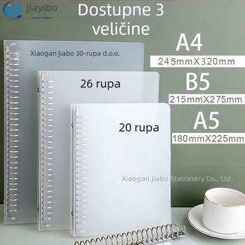 Metalni steznik A4 s 30 rupa i unutarnjim stranicama, PP zaštita s 26 rupa za B5 bilježnicu, A5 pohrana s 20 rupa
