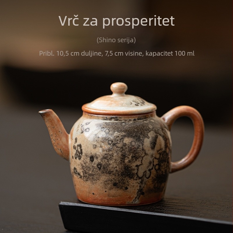 Čajnik japanskog stila Shino s mačkom sreće, velik kapacitet, keramički filter, ručno oslikan srebrni završetak, jedna posuda, kućni Kung Fu čajni set