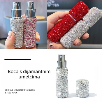 Kakaxin 10 ml bočica za nadopunjavanje parfema s dijamantnom ukrasom, bočica uzorka s vakuumskim zatvaranjem, putni mini sprej za šminku – dostupne boje: bijela, ružičasta, crvena, plava, crna