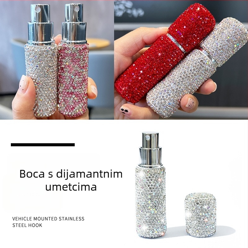 Kakaxin 10 ml bočica za nadopunjavanje parfema s dijamantnom ukrasom, bočica uzorka s vakuumskim zatvaranjem, putni mini sprej za šminku – dostupne boje: bijela, ružičasta, crvena, plava, crna