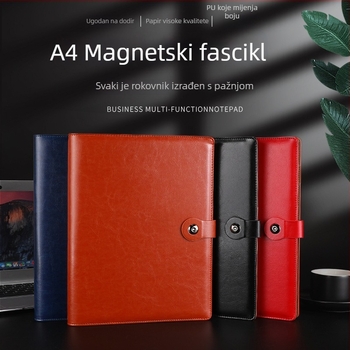Kožni A4 fascikl s 4 rupama, bilježnica, uredski pribor s logotipom