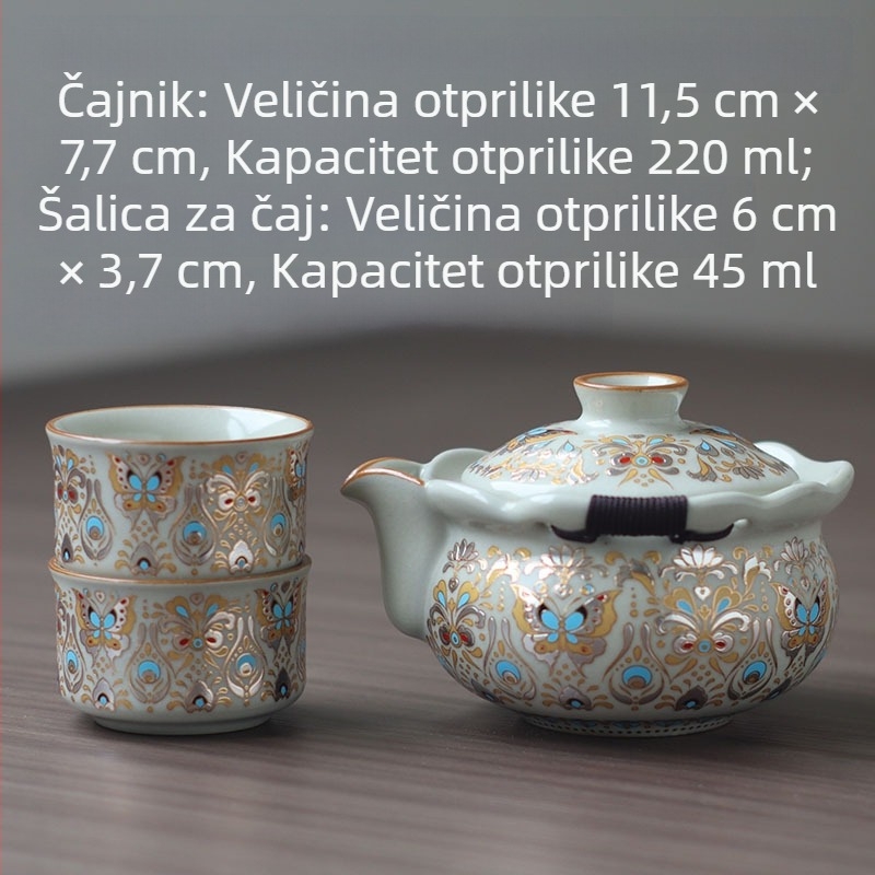 Nova kineskog stila Huangru ručni čajnik s zlatnom leptir, keramička posuda – dragocjenost, vintage visokokvalitetni kung fu čajni set s napuklom glazurom