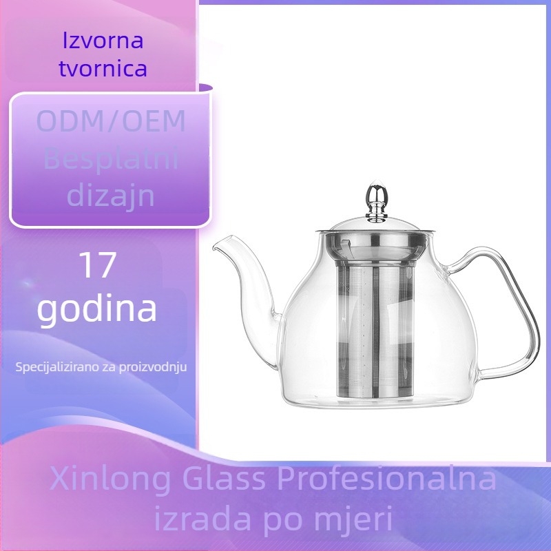 Čajnik od borosilikatnog stakla za kućnu upotrebu, s odjeljivanjem čaja i vode i prilagođenim logotipom