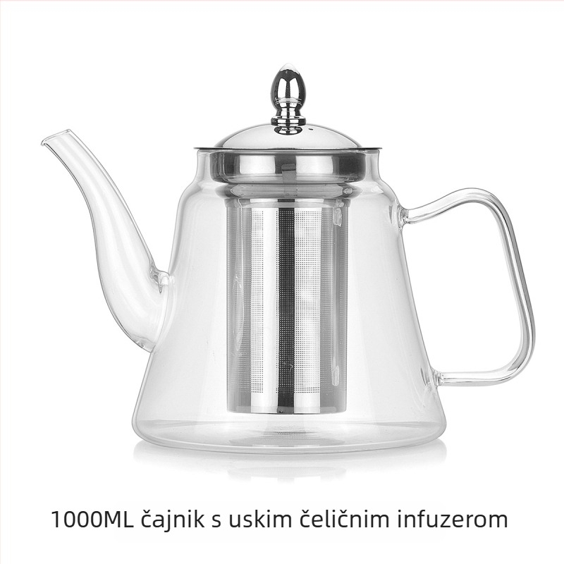 Čajnik od borosilikatnog stakla za kućnu upotrebu, s odjeljivanjem čaja i vode i prilagođenim logotipom