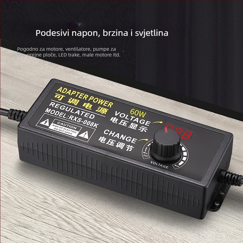 Prilagodljivi napajajući adapter 3V-24V-36V za LED trake, motore, ventilatore, vodenu pumpu, regulator napona i kontroler brzine