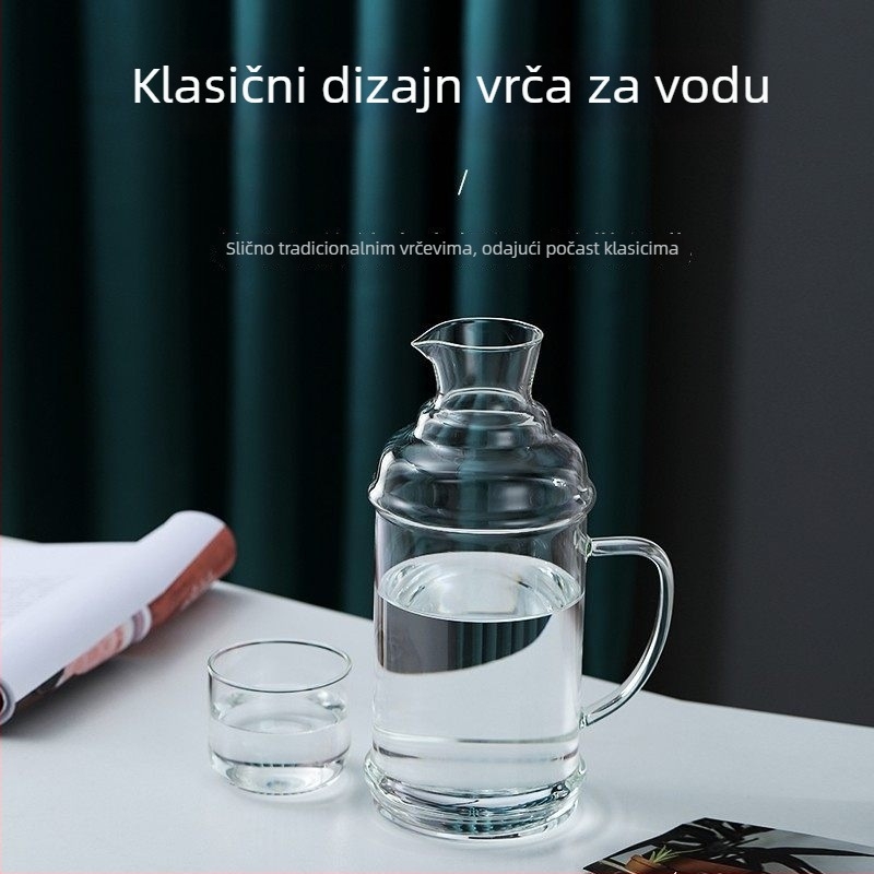 Džbana za vodu od visokou borosilikatnog stakla, otporna na toplinu, s ledenim uzorkom, velika zapremina, moderan minimalistički dizajn, pogodna za hladnjak