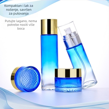 Gradijentna staklena bočica kozmetike s tlačnom pumpom za losion, masku za lice i kremu za oči; dostupne veličine 50g/30g/100ml/40ml/120ml, s pumpom i kapom