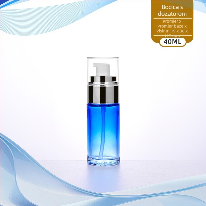 Gradijentna staklena bočica kozmetike s tlačnom pumpom za losion, masku za lice i kremu za oči; dostupne veličine 50g/30g/100ml/40ml/120ml, s pumpom i kapom