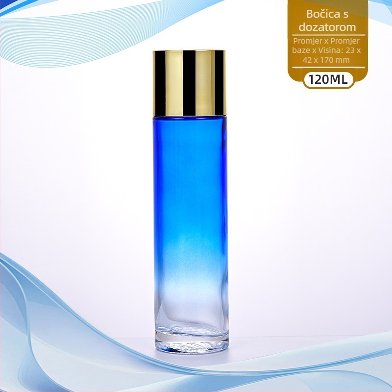 Gradijentna staklena bočica kozmetike s tlačnom pumpom za losion, masku za lice i kremu za oči; dostupne veličine 50g/30g/100ml/40ml/120ml, s pumpom i kapom