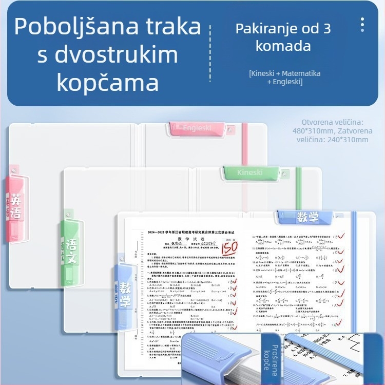 Fascikl za dokumente s dvostrukim vodilicama, proziran šareni studentski organizator dokumenata, okretni fascikl s bočnim otvaranjem