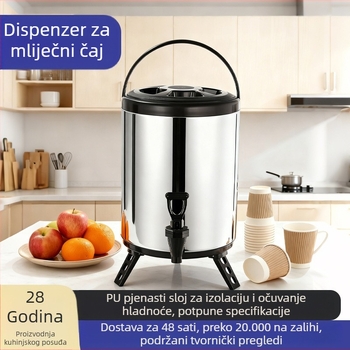 Izolirana nehrđajuća čelična kanta za mliječni čaj s kranom, komercijalna upotreba, velikog kapaciteta