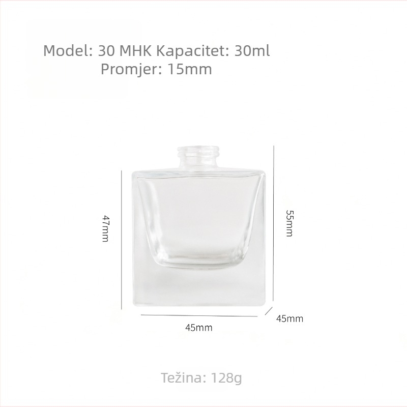 Kvadratna staklena bočica parfema 30 ml s raspršivačem, prozirna bočica 50 ml
