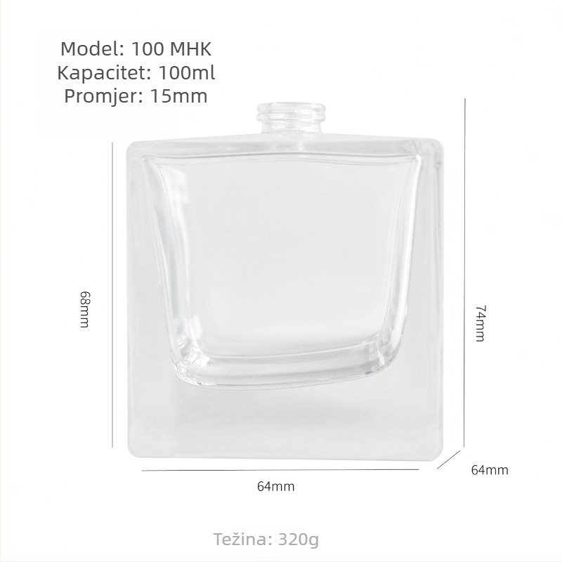 Kvadratna staklena bočica parfema 30 ml s raspršivačem, prozirna bočica 50 ml