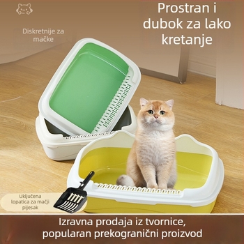 Ekstra velika kutija za mačji pijesak, poluzatvoren dizajn, kontrola mirisa, sprječava prskanje, za mačke i mačiće
