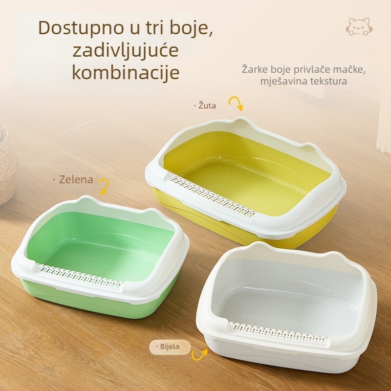 Ekstra velika kutija za mačji pijesak, poluzatvoren dizajn, kontrola mirisa, sprječava prskanje, za mačke i mačiće