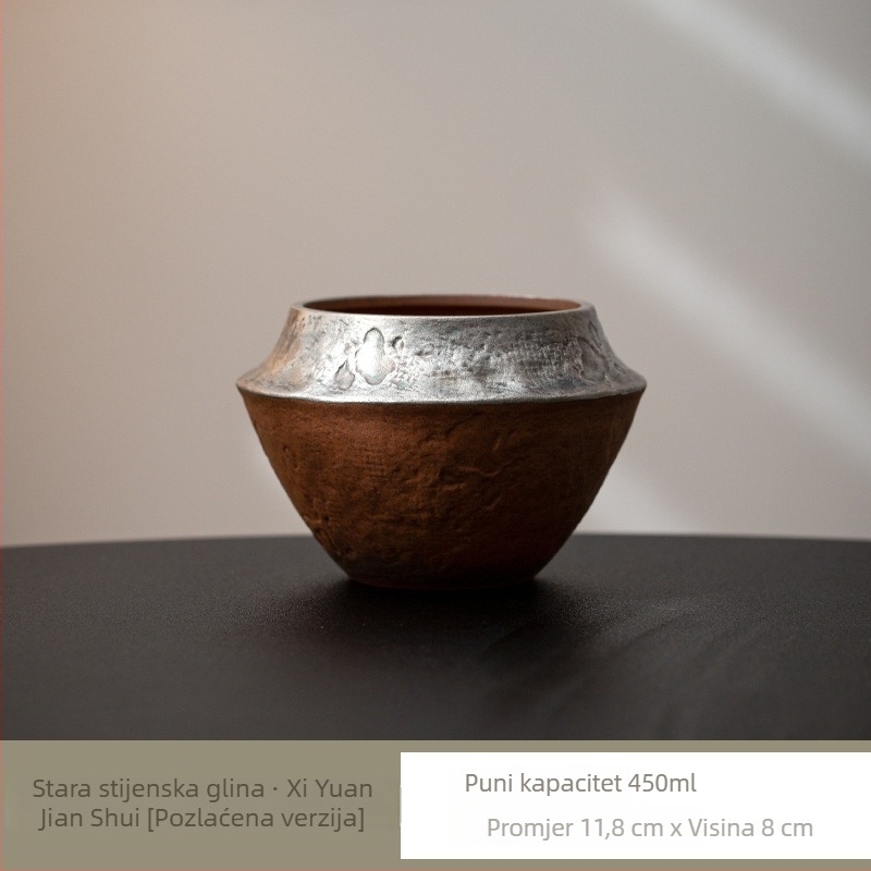 Wabi-Sabi japanska grubo keramička posuda za vodu za čajnu ceremoniju, posuda za ostatke čaja i skladištenje vode