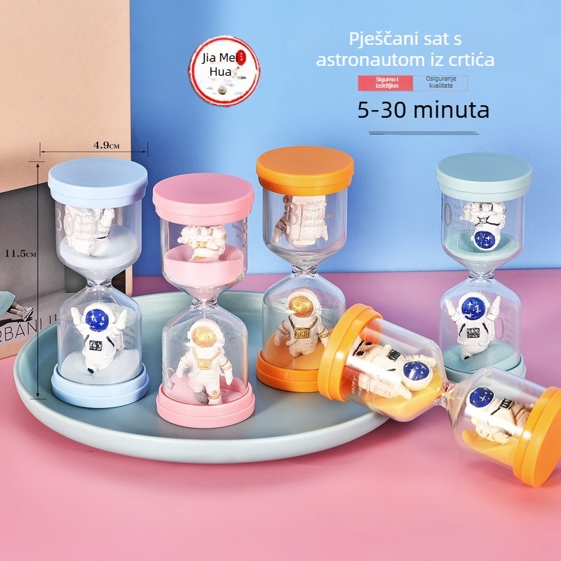 Macaron potpuno plastični štoper s pijeskom za djecu, otporan na padove, 5 ili 30 minuta, s ugrađenim ukrasnim figuricama