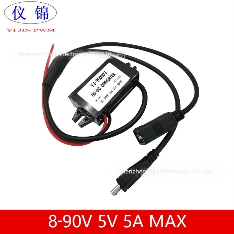 DC-DC USB pretvarač, ulaz 10-90V, izlaz 5V 5A, 25W, za motocikl i Li-ion bateriju te fotonaponski panel