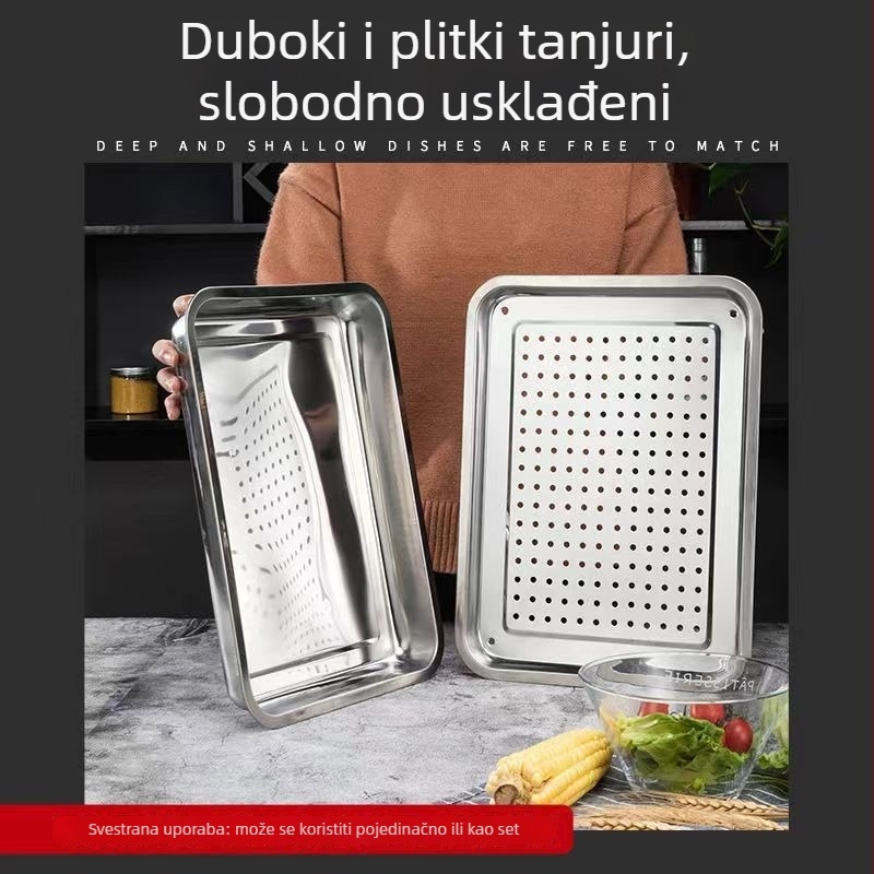 Set Gongfu čajnog pladnja od nehrđajućeg čelika, mali pladanj za čaj s rezervoarom vode i perforiranom odvodnom površinom za kućnu upotrebu