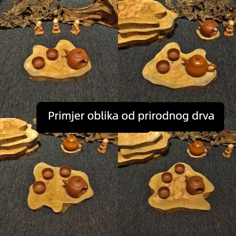 Čajna ploča od masivnog ružinog drveta za suho namakanje, cijeli blok u obliku korijena, set čaja i podmetač za čaj