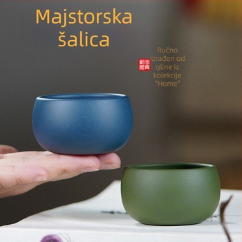 Ručno izrađena čajna šalica od ljubičaste gline, mali kapacitet