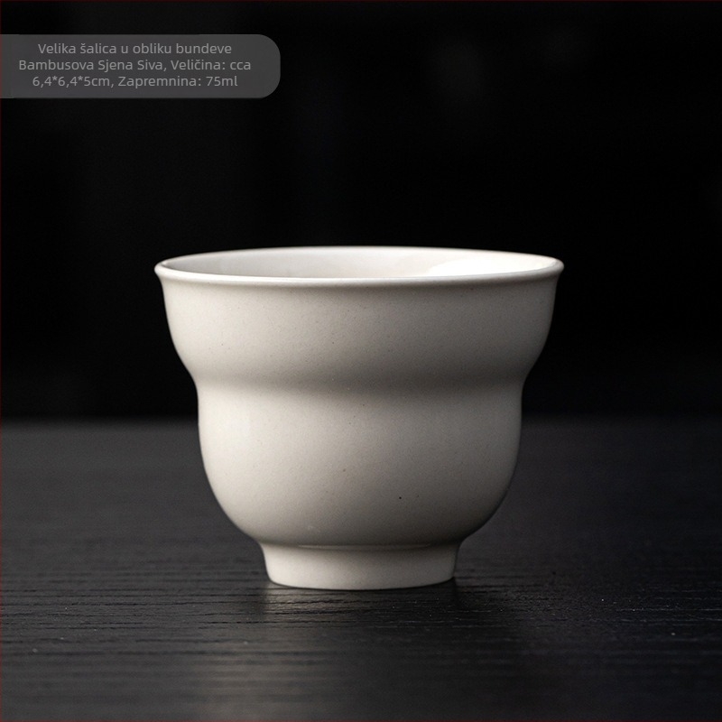 Porcelanska šalica s glazurom od pepela biljke, kalabash oblik, za kućnu upotrebu, minimalistički Gongfu čajni set, pojedinačna šalica za degustaciju