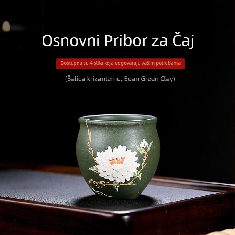 Yixing ručno izrađena šalice čaja od ljubičaste pijeska s mirisnim cvjetnim motivima: Plum Blossom, Chrysanthemum, Magnolia i Peony – šalice za Gongfu čaj s velikim otvorom