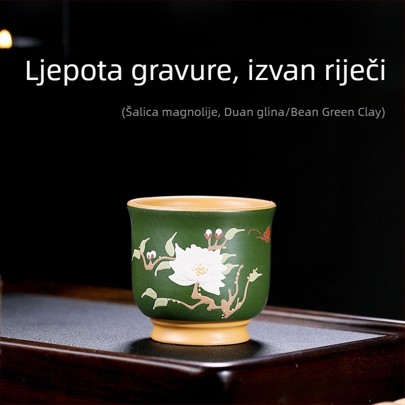Yixing ručno izrađena šalice čaja od ljubičaste pijeska s mirisnim cvjetnim motivima: Plum Blossom, Chrysanthemum, Magnolia i Peony – šalice za Gongfu čaj s velikim otvorom