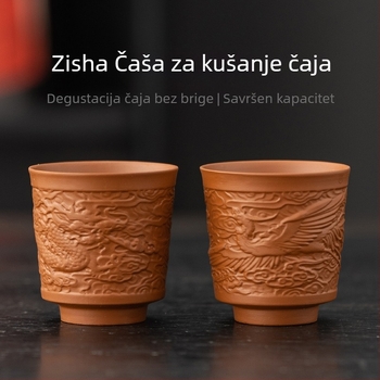Šalica za čaj od ljubičaste pijesčne gline za kung fu – keramička jednostavna šalica, par zmaja i feniksa, velika šalica za degustaciju čaja