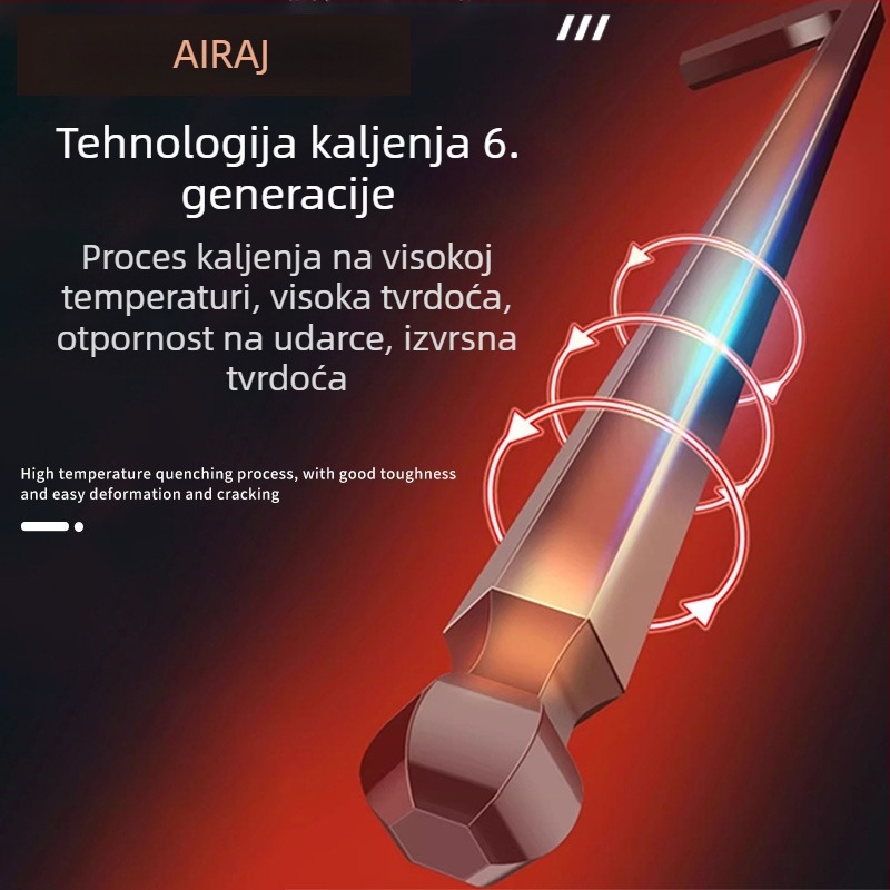 Arrizo set hex ključeva s mat završnom obradom, ravnim i kuglastim vrhom, Torx ključevi, produžena duljina