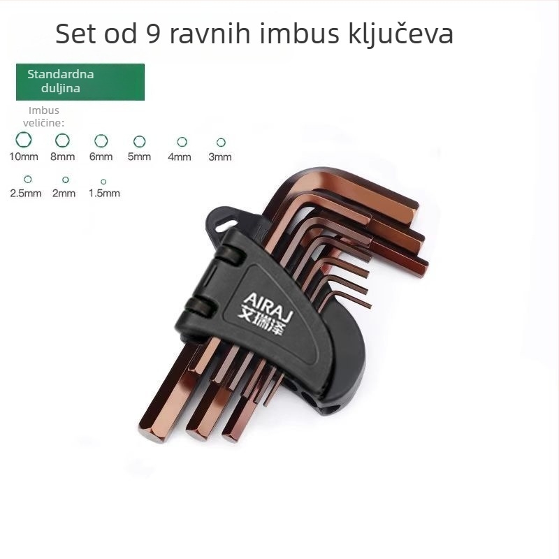Arrizo set hex ključeva s mat završnom obradom, ravnim i kuglastim vrhom, Torx ključevi, produžena duljina