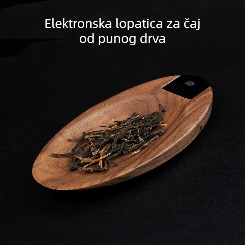 Rongshantang drvena elektronička vaga za čaj – za sypani čaj, prikaz težine i dodaci za čajnu ceremoniju