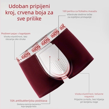 Nove muške crvene pamukaste bokserice sa srednjim pojasom za Godinu Konja, Velika veličina, prirodan osjećaj