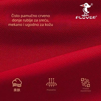 Nove muške crvene pamukaste bokserice sa srednjim pojasom za Godinu Konja, Velika veličina, prirodan osjećaj