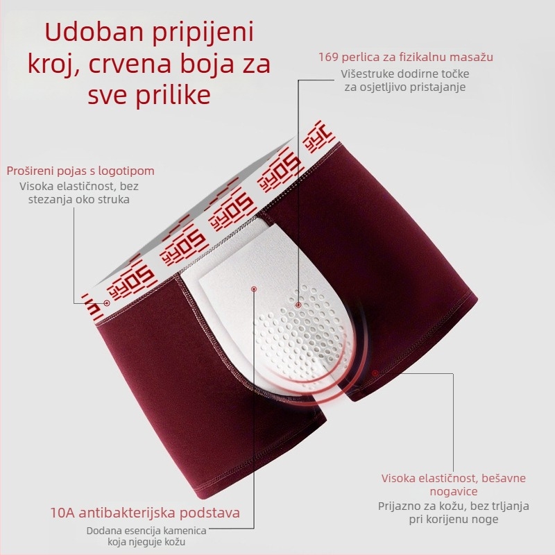 Nove muške crvene pamukaste bokserice sa srednjim pojasom za Godinu Konja, Velika veličina, prirodan osjećaj