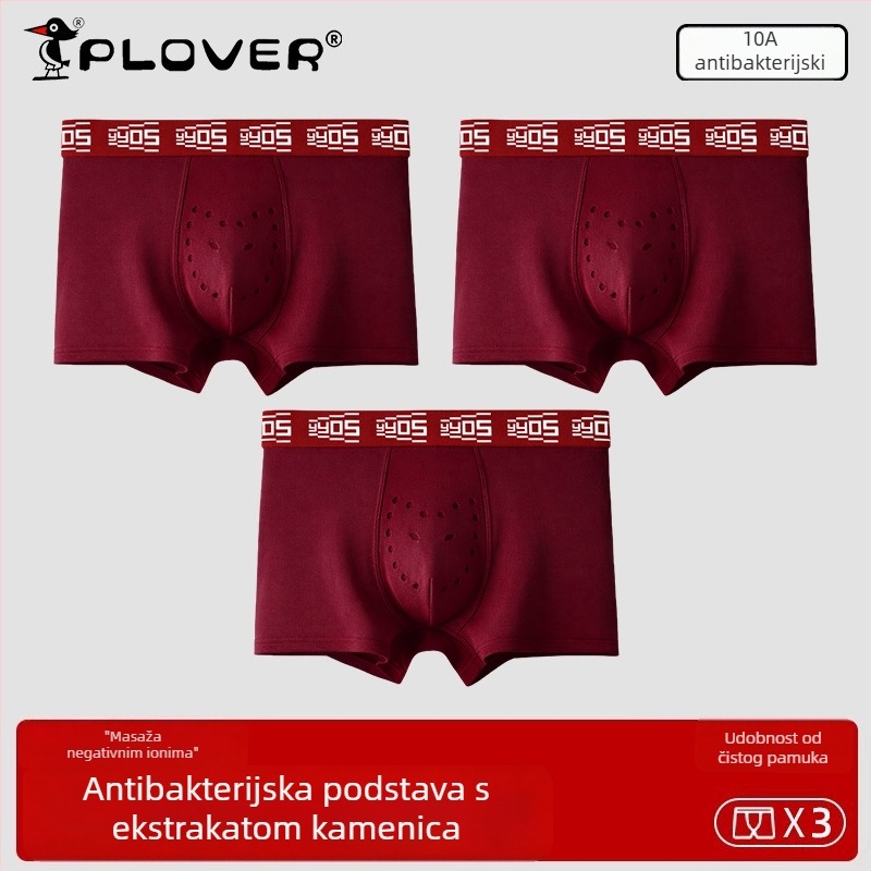 Nove muške crvene pamukaste bokserice sa srednjim pojasom za Godinu Konja, Velika veličina, prirodan osjećaj