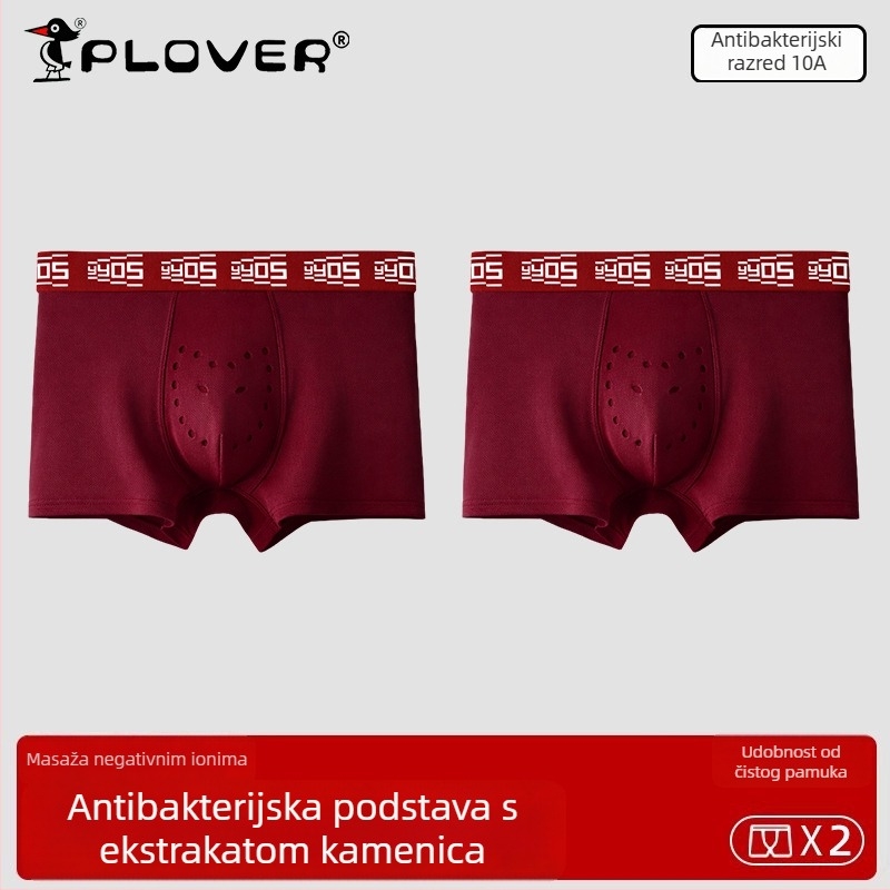Nove muške crvene pamukaste bokserice sa srednjim pojasom za Godinu Konja, Velika veličina, prirodan osjećaj