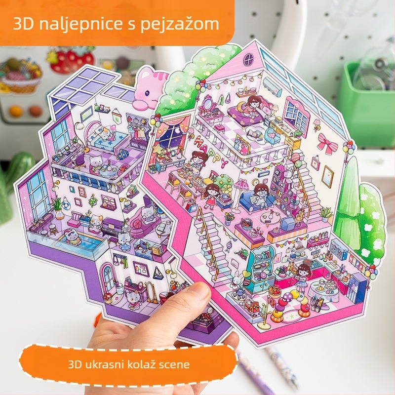 3D diorama naljepnice – simpatične crtane, ručno izrađene DIY za dnevnik