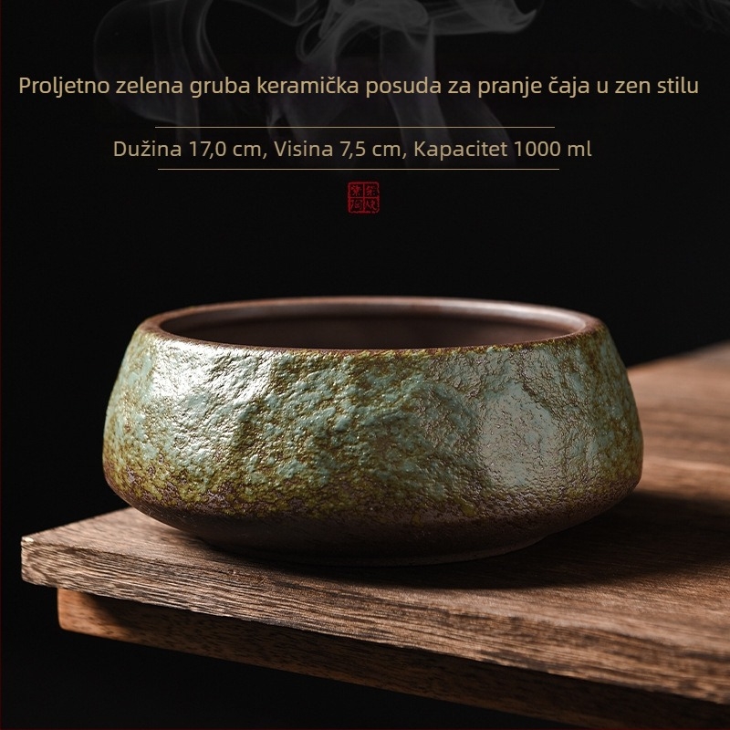 Zen inspirirana vintage gruba keramička posuda za pranje čaja, velik kapacitet, kineski stil s kamenim uzorkom