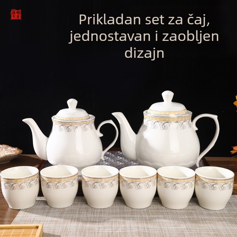 Keramički čajnik otporan na visoke temperature, kineskog stila, velik kapacitet, kućna uporaba, porcelanske šalice za čaj