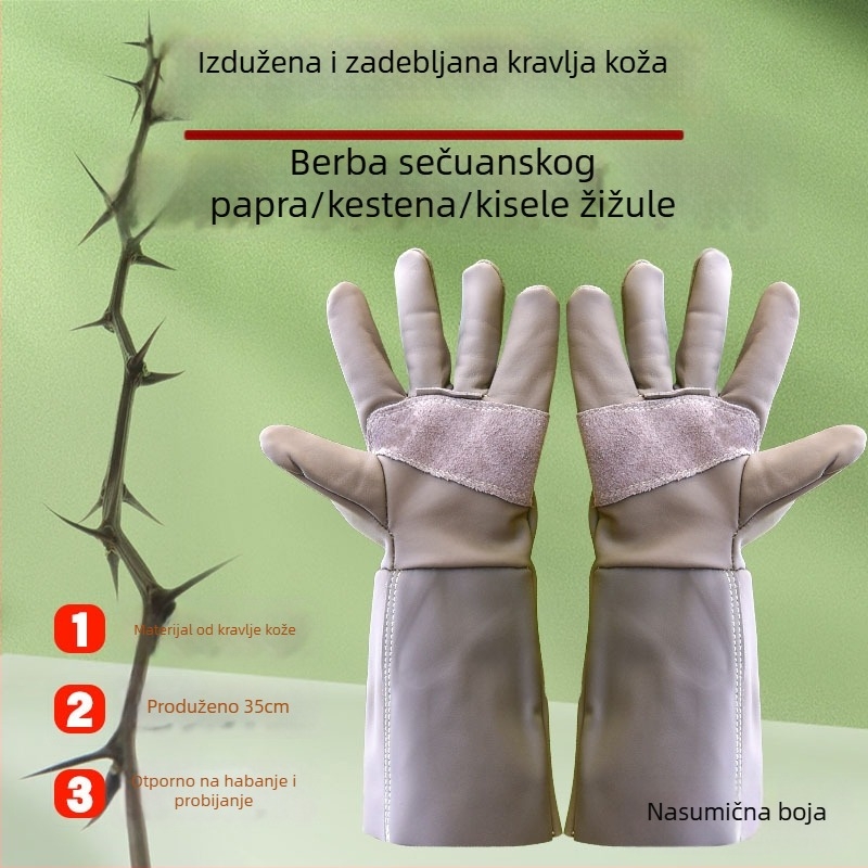 Kožne rukavice za vrtlarstvo od bivlje kože, zaštita, otporne na rezanje i protuklizne, za guljenje durijana, branje kestena, podrezivanje paprike i ruža