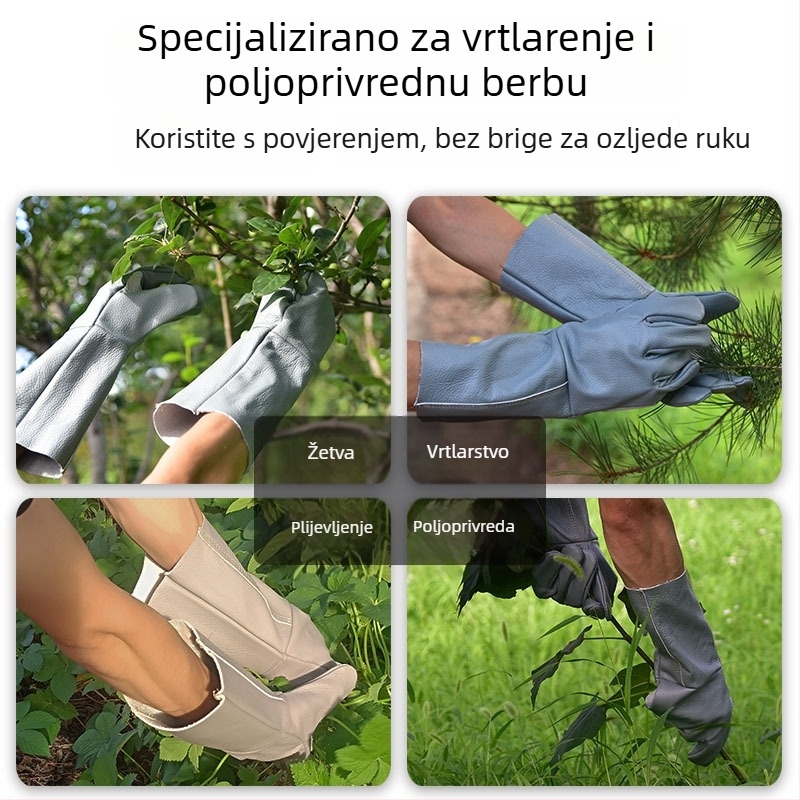 Kožne rukavice za vrtlarstvo od bivlje kože, zaštita, otporne na rezanje i protuklizne, za guljenje durijana, branje kestena, podrezivanje paprike i ruža
