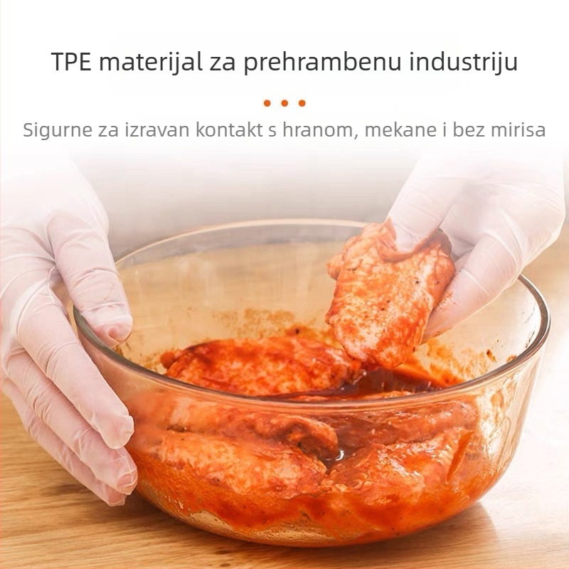 TPE elastične jednokratne rukavice, hrane kvalitete za kućnu upotrebu, prozirne, debele filmske rukavice